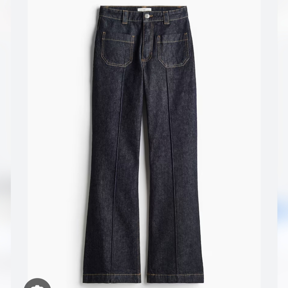 NWOT H&M Creased Denim Pants | Size  10 Dark Denim Blue